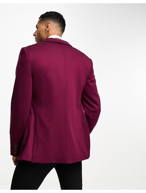 ASOS DESIGN super skinny jersey blazer in burgundy