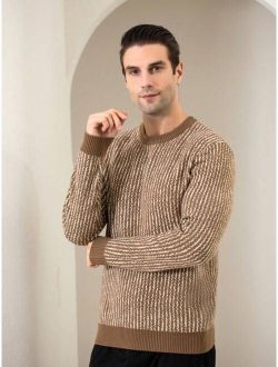 Shein Manfinity Homme Men Striped Pattern Contrast Trim Sweater
