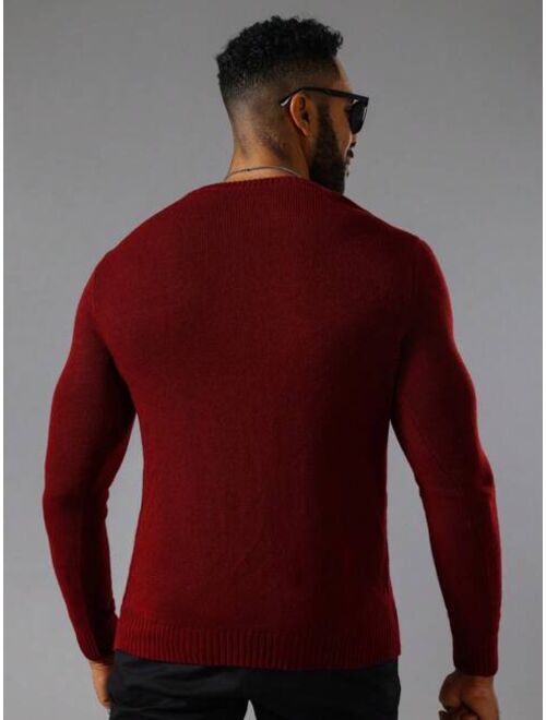 Shein Manfinity Homme Men Solid Round Neck Sweater