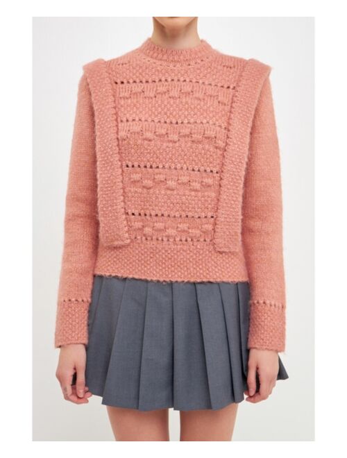 ENDLESS ROSE Women's Chunky Wool Knit Detailed Sweater