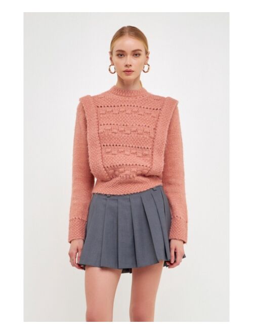 ENDLESS ROSE Women's Chunky Wool Knit Detailed Sweater