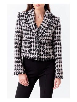Women's Fringed Tweed Blazer