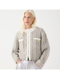 Cable-knit sweater lady jacket