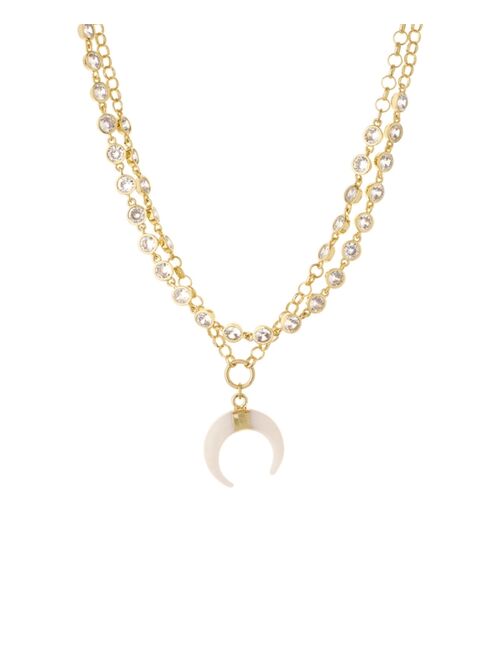ETTIKA Crystal Dotted Horn Necklace in 18K Gold Plating Set, 2 Piece