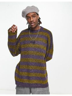 The Ragged Priest oversized soft knit sweater in purple stripe