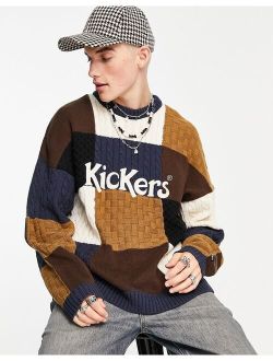 Kickers panel logo knitted sweater in blue