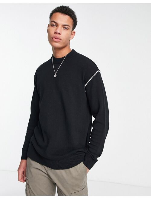 Only & Sons oversized knit sweater with mock neck in black
