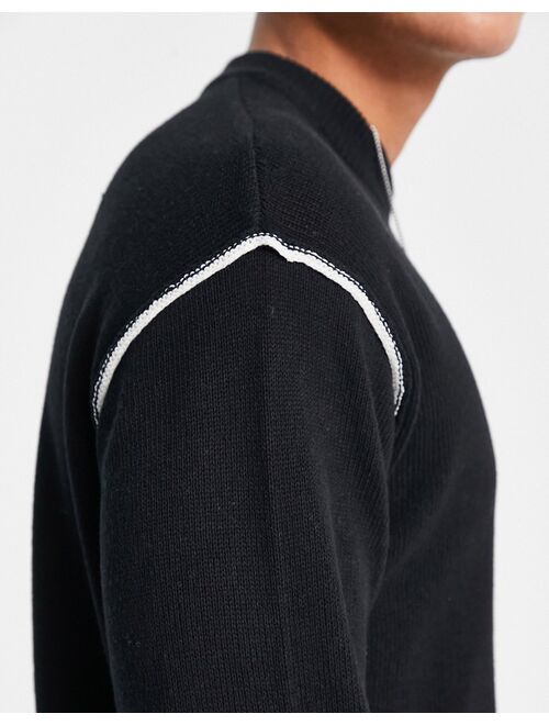 Only & Sons oversized knit sweater with mock neck in black