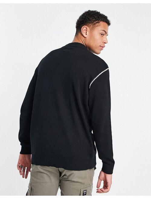 Only & Sons oversized knit sweater with mock neck in black