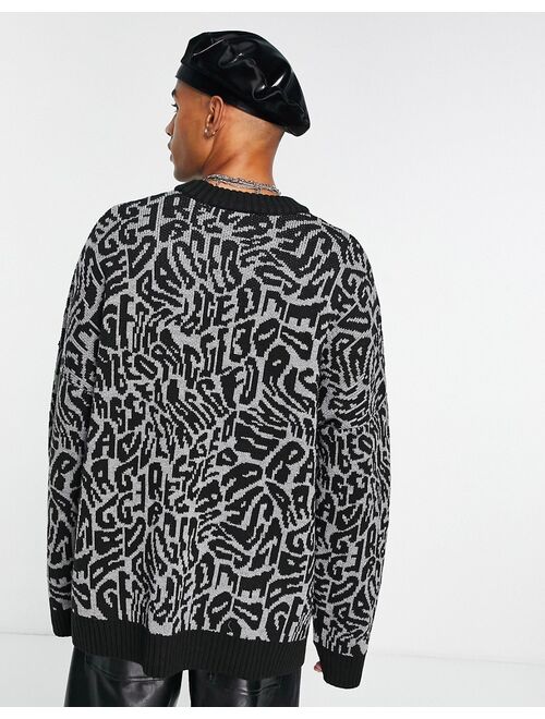 The Ragged Priest cryptic knit sweater in multi