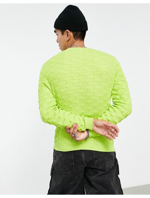 ASOS DESIGN 3D stitch knit sweater in green