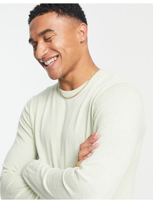 ASOS DESIGN knitted cotton sweater in green