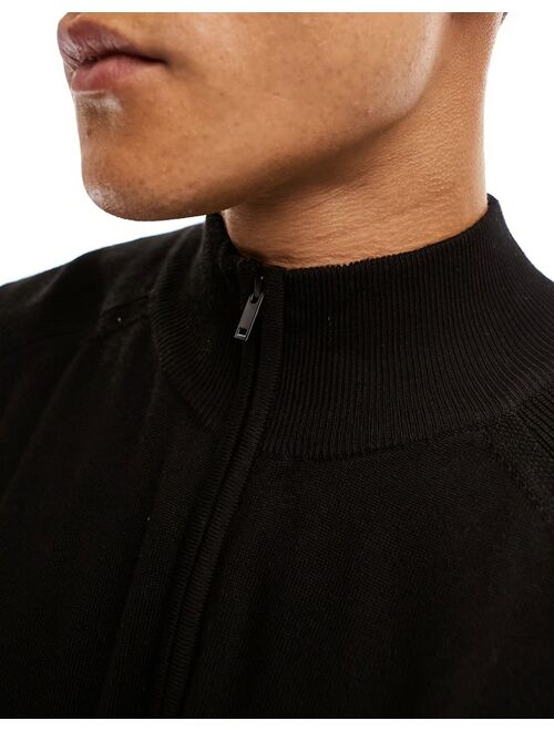 River Island half zip sweater in black