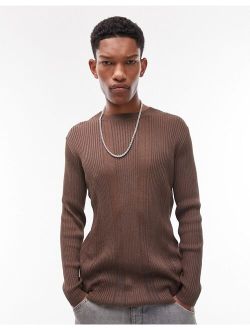 party reflective yarn sweater in brown