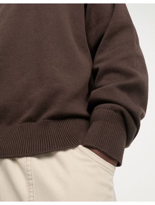 ADPT oversized crew neck sweater in brown