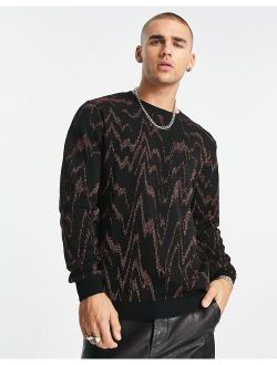knitted sweater in black and copper