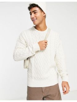 heavy cable knit sweater in off white