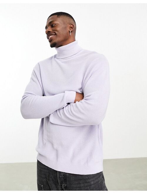 ASOS DESIGN lightweight oversized rib roll neck sweater in lavender