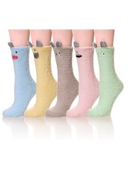 DYW Womens Soft Cute Funny Animal Designe Microfiber Slipper Socks Cozy Fuzzy Winter Warm Socks