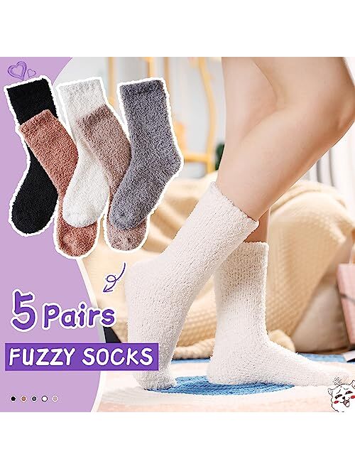 AMENLAN Women Fuzzy Slipper Socks Winter Microfiber Soft Cozy Plush Fluffy Socks Warm Comfy Thermal Home Sleeping Socks