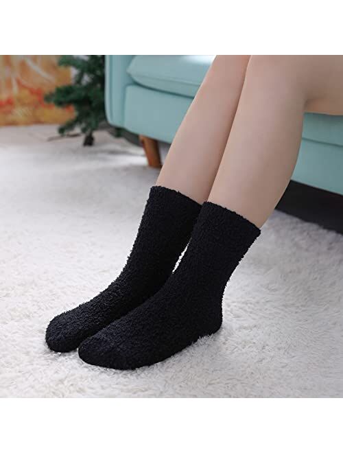 LINEMIN Womens Fuzzy Socks Cozy Fluffy Winter Warm Slipper Socks Microfiber Soft Home Sleeping Socks
