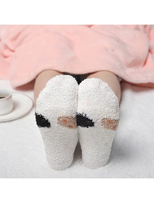 Free Yoka Fuzzy Socks for Women Soft Cozy Winter Slipper Socks Warm Sleep Socks for Christmas Valentine's Day Gifts 5/6 Pairs