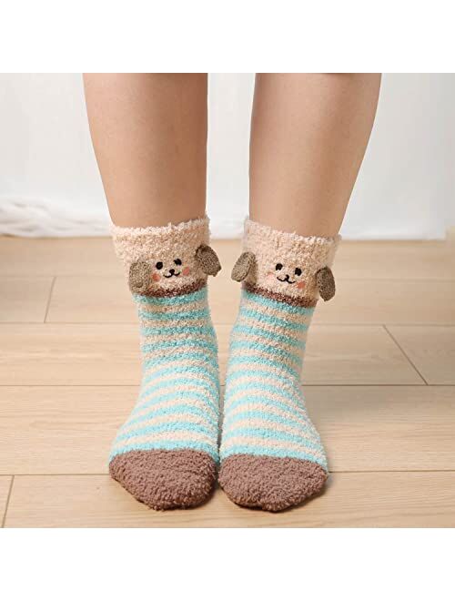Free Yoka Fuzzy Socks for Women Soft Cozy Winter Slipper Socks Warm Sleep Socks for Christmas Valentine's Day Gifts 5/6 Pairs