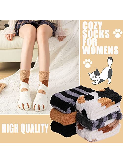 Ginmewrae Women Fuzzy Socks Cozy Soft Fluffy Cute Animal Slipper Socks Sleeping Warm Socks Christmas Gift for Girls
