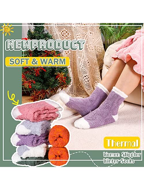 Velice Womens Fuzzy Socks Soft Cozy Fluffy Slipper Socks Winter Warm Plush Sleeping Christmas Socks
