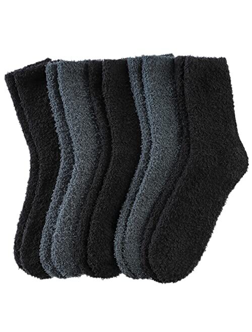 CHOWISH Womens Fuzzy Slipper Socks Super Soft Microfiber Fluffy Cozy Winter Warm Fuzzy Crew Socks