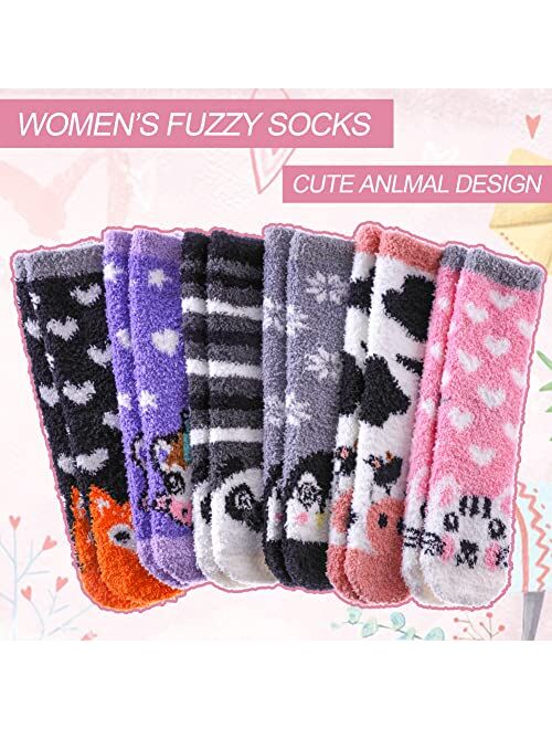 DYW 6 Pairs Fuzzy Socks for Womens Plush Microfiber Soft Fluffy Slipper Socks Winter Warm Cozy Home Sleeping Socks