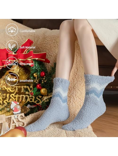 Fauson Fuzzy Socks for Women - 5 Pairs Fuzzy Socks Fluffy Socks Cozy Winter Socks for Women Soft Socks Warm Socks Slipper Socks