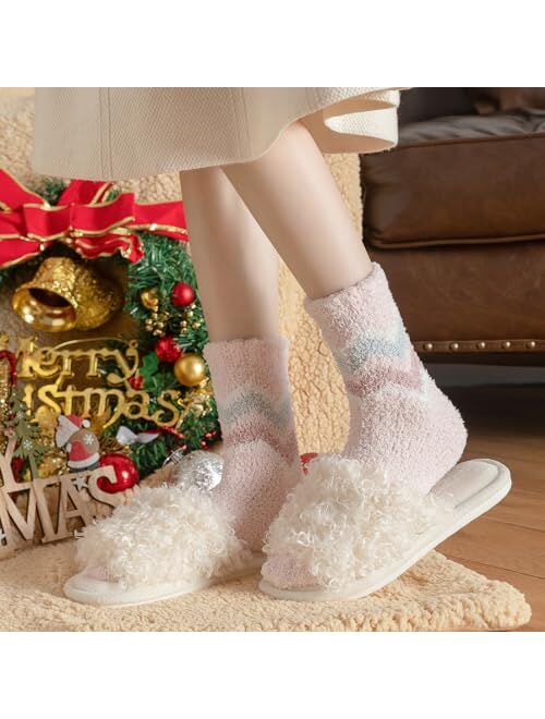 Fauson Fuzzy Socks for Women - 5 Pairs Fuzzy Socks Fluffy Socks Cozy Winter Socks for Women Soft Socks Warm Socks Slipper Socks