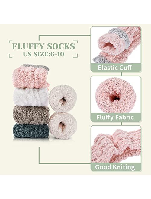 Clothirily Fuzzy Socks for Women - Warm Fluffy Socks, Winter Cozy Socks for Women with Coral Fleece, Womens Slipper Socks