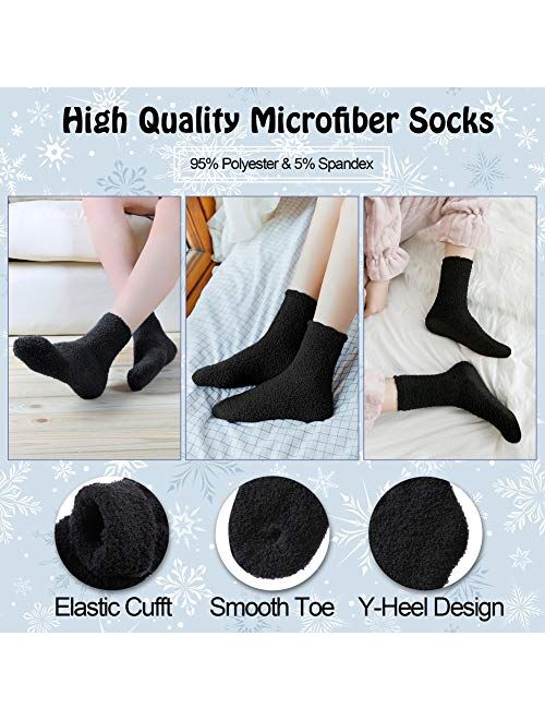 LANLEO 5/6 Pairs Womens Super Soft Fuzzy Plush Warm Winter Home Sleeping Slipper Socks