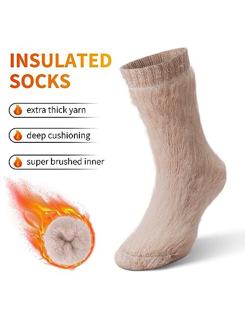 HUGSWEET Thermal Socks, Anti Slip Hospital Socks Plush Slipper Grip Socks Women Winter Soft Warm Cozy Socks Fluffy Socks