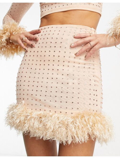 Miss Selfridge hotfix mini skirt in neutral - part of a set