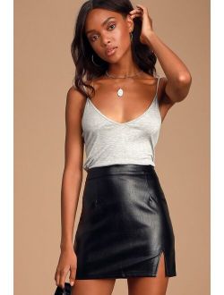 Corte Black Vegan Leather Mini Skirt