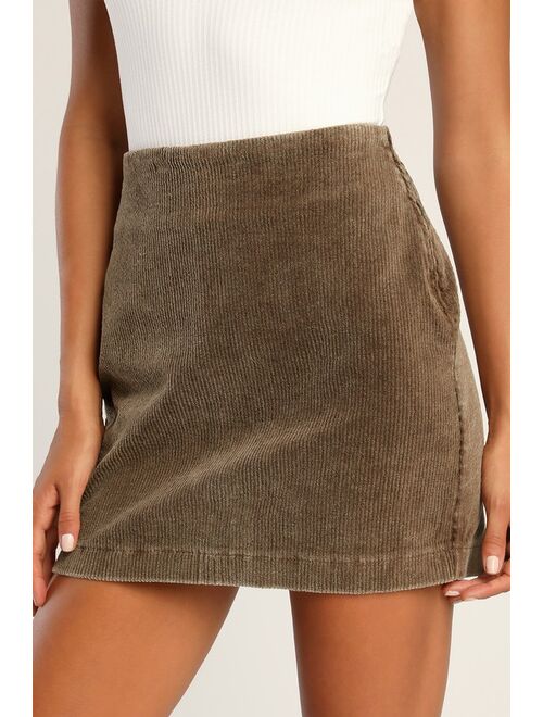 Lulus Always Coordinated Brown Corduroy Mini Skirt