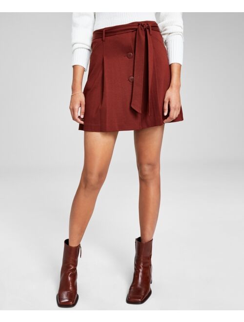 AND NOW THIS Women's Button-Front Mini Skirt
