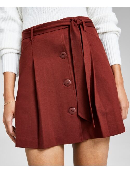 AND NOW THIS Women's Button-Front Mini Skirt