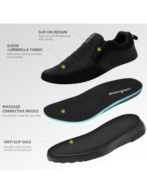 OrthoComfoot Mens Orthopedic Walking Shoes with Arch Support, Comfortable Plantar Fasciitis Slip On Shoes for Heel Foot Pain Relief, Causal Orthotic Driving Loafers