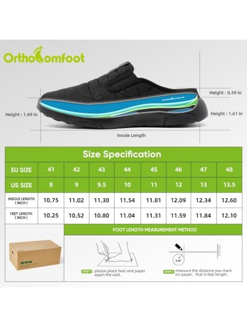 OrthoComfoot Comfortable Mens Casual Walking Shoes, Arch Support Slip On Loafers for Plantar Fasciitis, Orthopedic Slippers for Extra Cushioning and Foot and Heel Pain Re