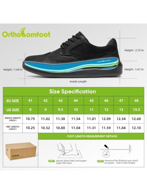 OrthoComfoot Men's Orthopedic Dress Oxford with Arch Support for Comfy, Working Plantar Fasciitis Casual Genuine Leather Oxford, Durable Walking Shoes for Foot and Heel P