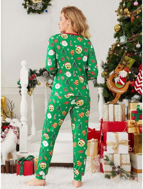 Shein Christmas Print Tee & Pants PJ Set for Christmas
