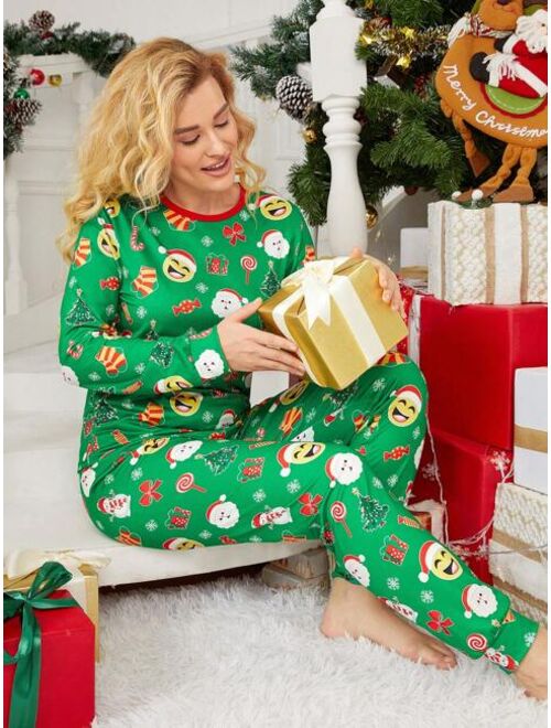 Shein Christmas Print Tee & Pants PJ Set for Christmas