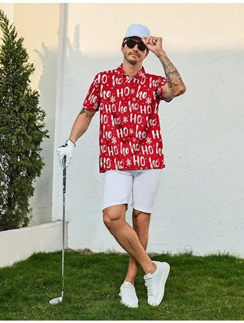 baprrjy Golf Shirt Mens Polo Shirts Short Sleeve Funny Golf Shirt for Men Dry Fit Hawaiian Golf Polo Shirts