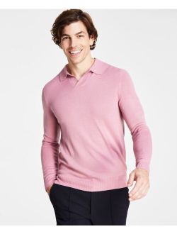 Men's Regular-Fit Sweater-Knit Johnny Collar Polo Shirt, Created for Macy's