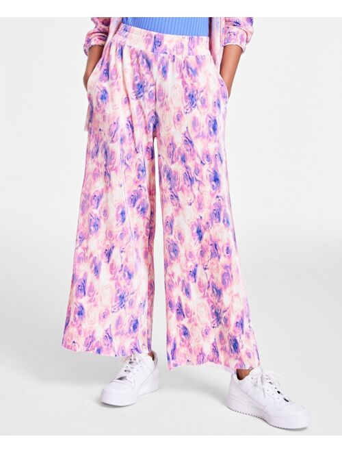 BAR III Women's Printed Crinkled Pants, Created for Macy's