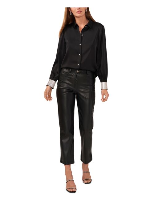 VINCE CAMUTO Women's Embellished-Cuff Button Shirt